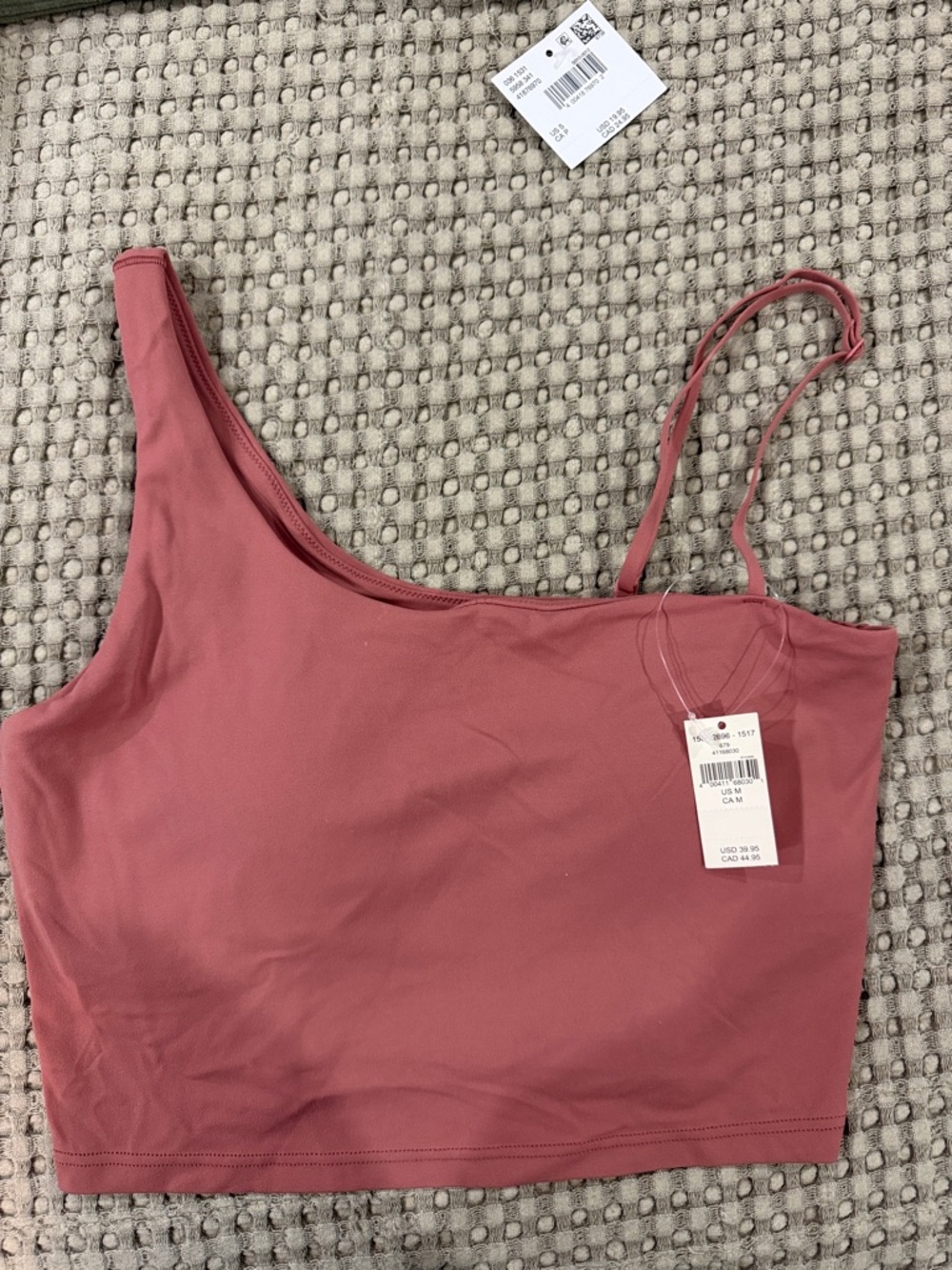 One-Shoulder Crop Tank Top in Mauve